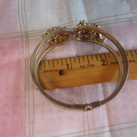 Multi Color Rhinestone Gold Tone Clamp Bracelet - Picture 12 of 12